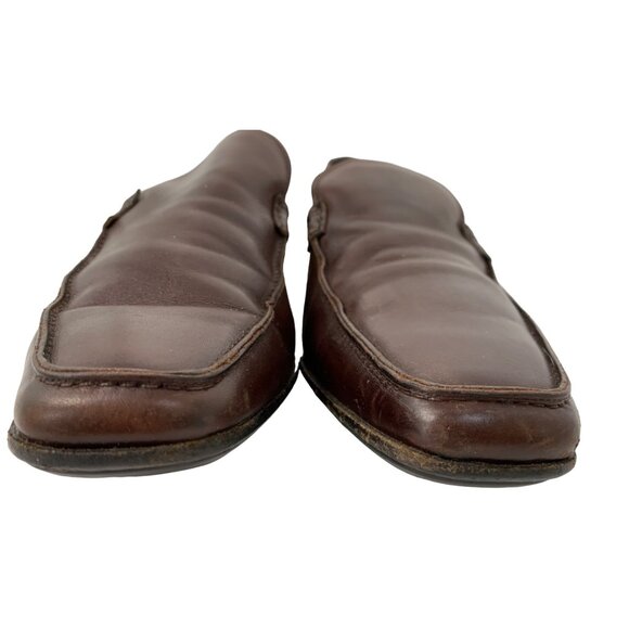 VTG Prada Italy Mens Brown Leather Buckle Loafers Size 10 US Slip On 2D width - Picture 7 of 11